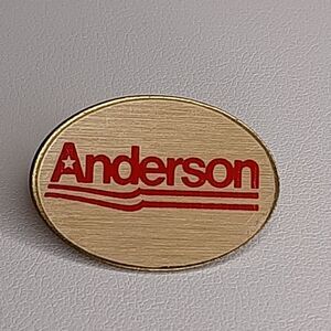 1980 John Anderson Metal Lapel Pin Campaign Presidential Candidate gold-tone red